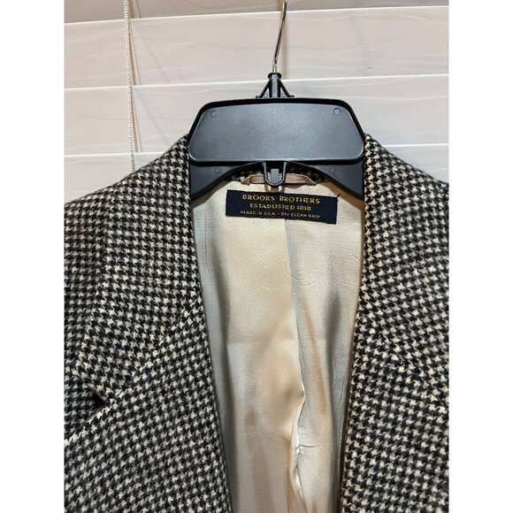 Brooks‎ Brothers 100% Camel Hair Houndstooth Blazer - Size 45L - Picture 3 of 7